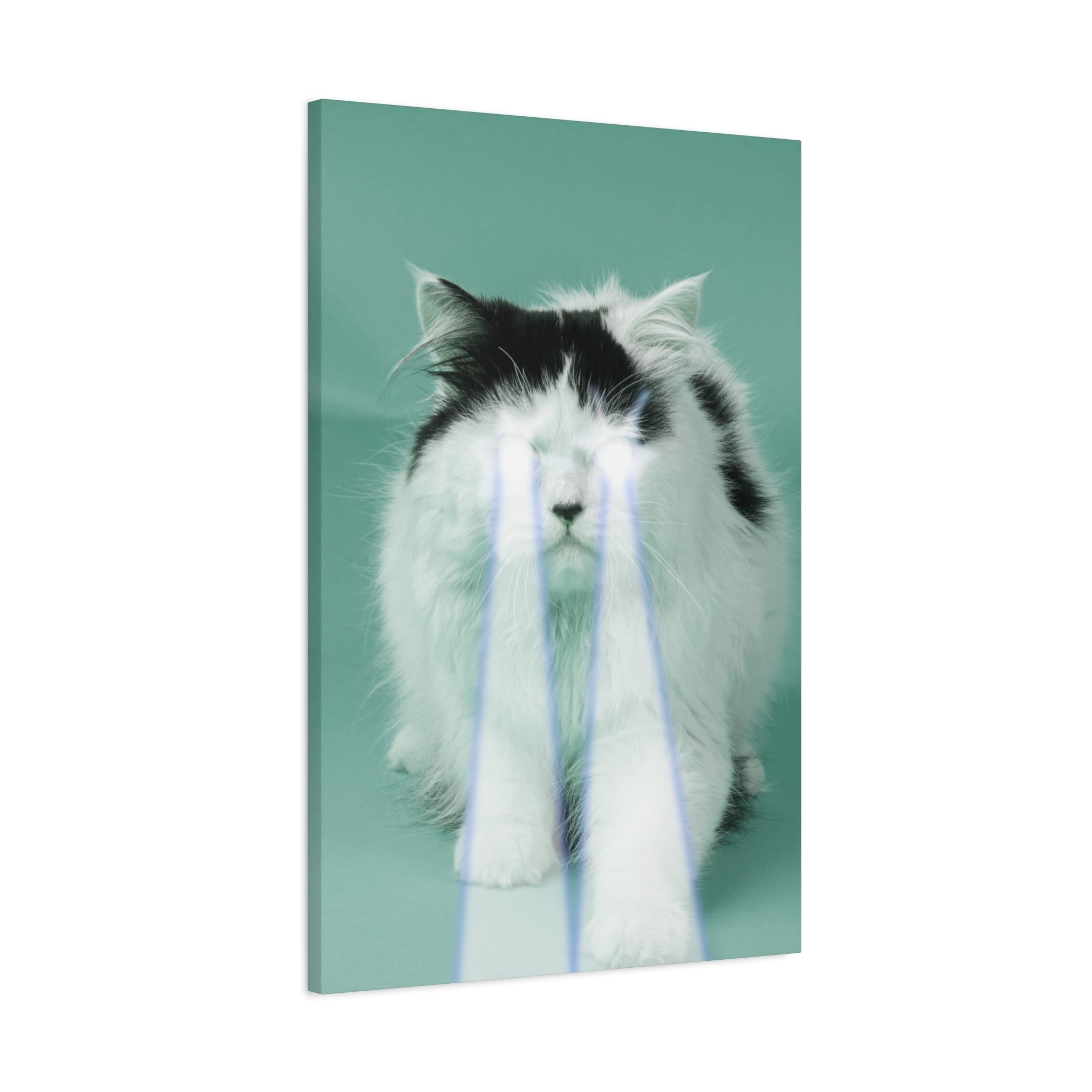 Laser Cat Canvas Wall Art - Funny Sci-Fi Space Feline Decor