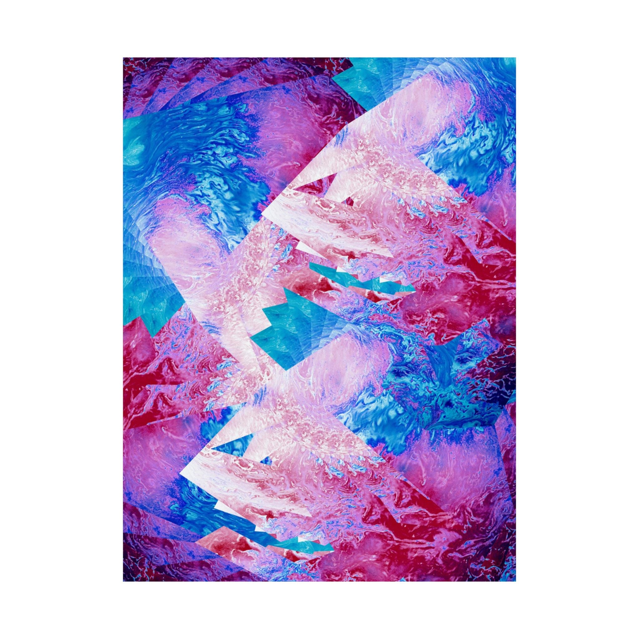 Trippy pink and blue Fractal Matte Poster Print