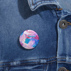 Trippy Pink and Blue Fractal Abstract Pin