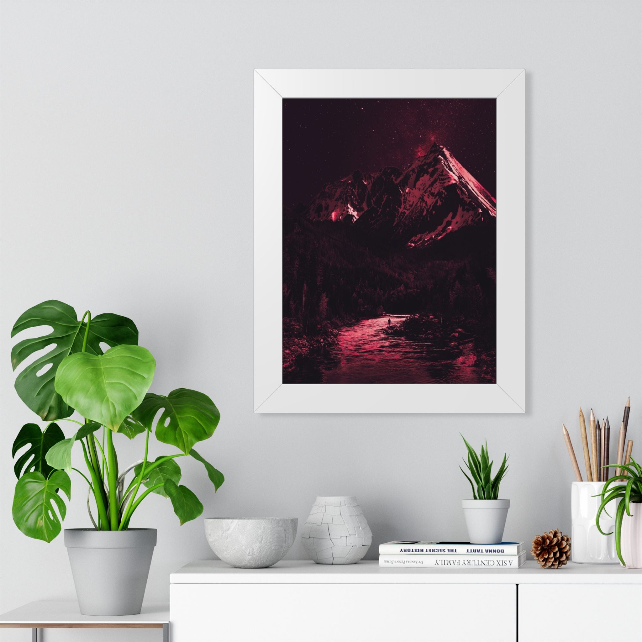Red Mountain Lake Framed Poster - Nature Landscape Wall Art