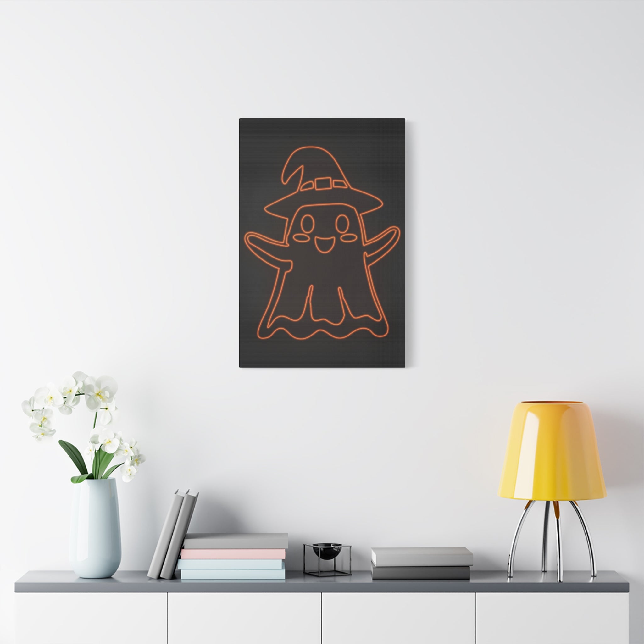 Cute Ghost Canvas Wall Art - Halloween Kids Room Decor