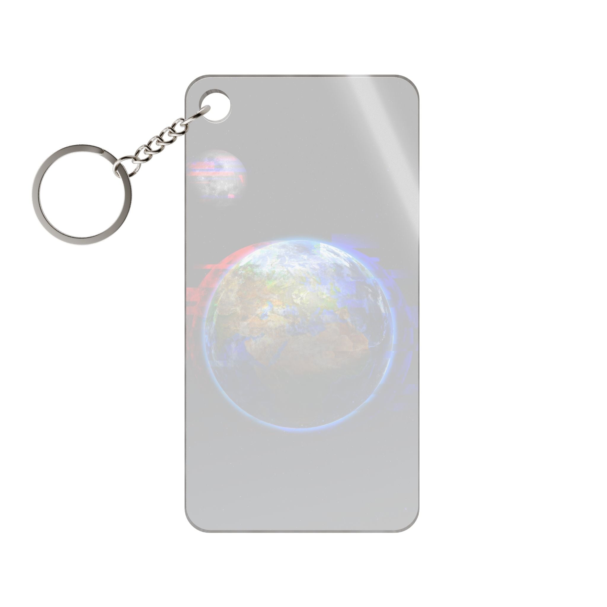 Earth Glitched Keychain - Glitch Art Acrylic Charm