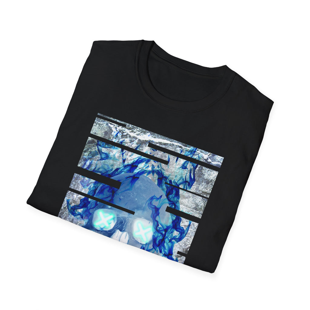 Blue Flame Skull Graphic Tee - Gothic Fire Skull Shirt