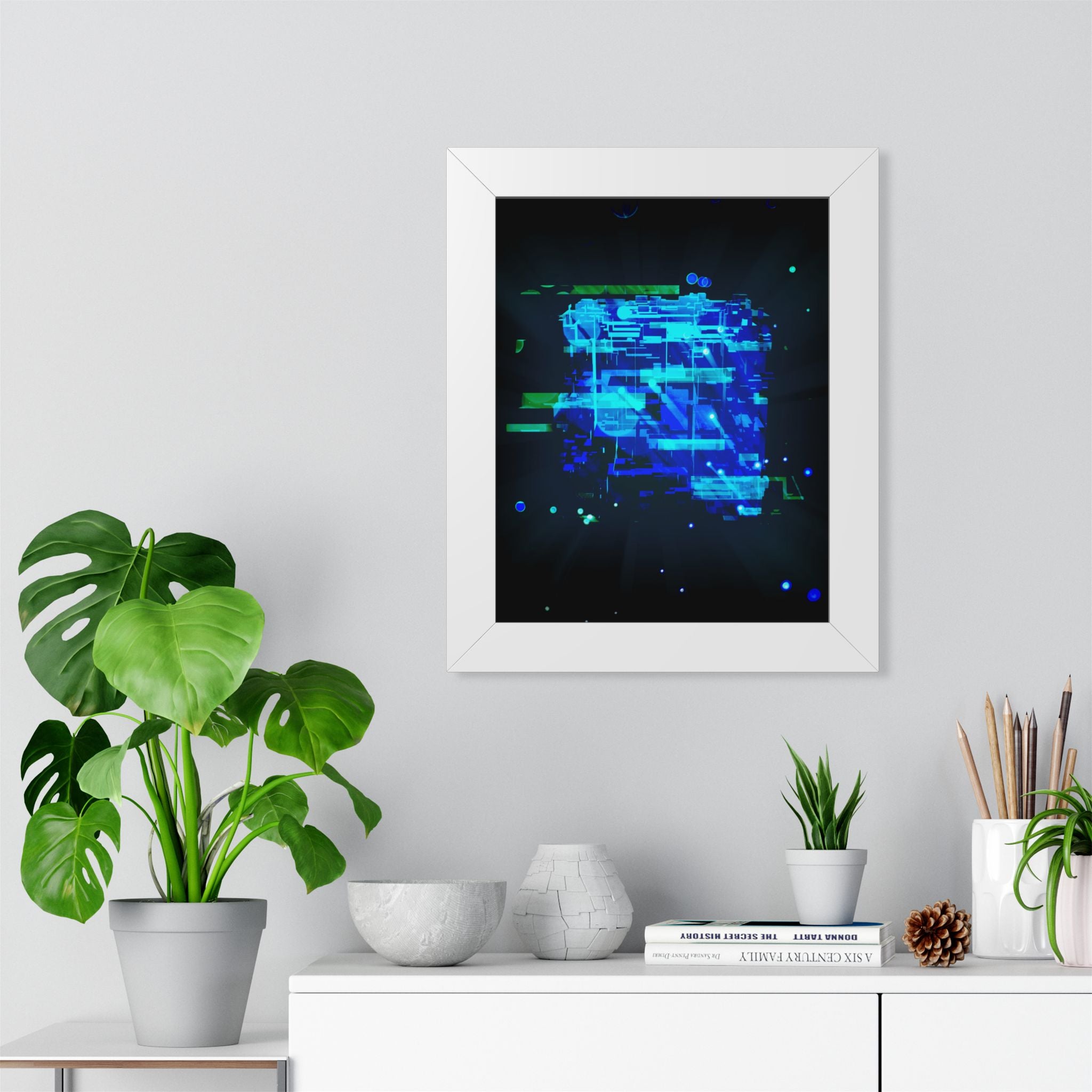 The Data Cube Framed Poster - Abstract Tech Cube Wall Art