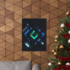 Abstract Techno Blue Poster - Cyberpunk Digital Art Print