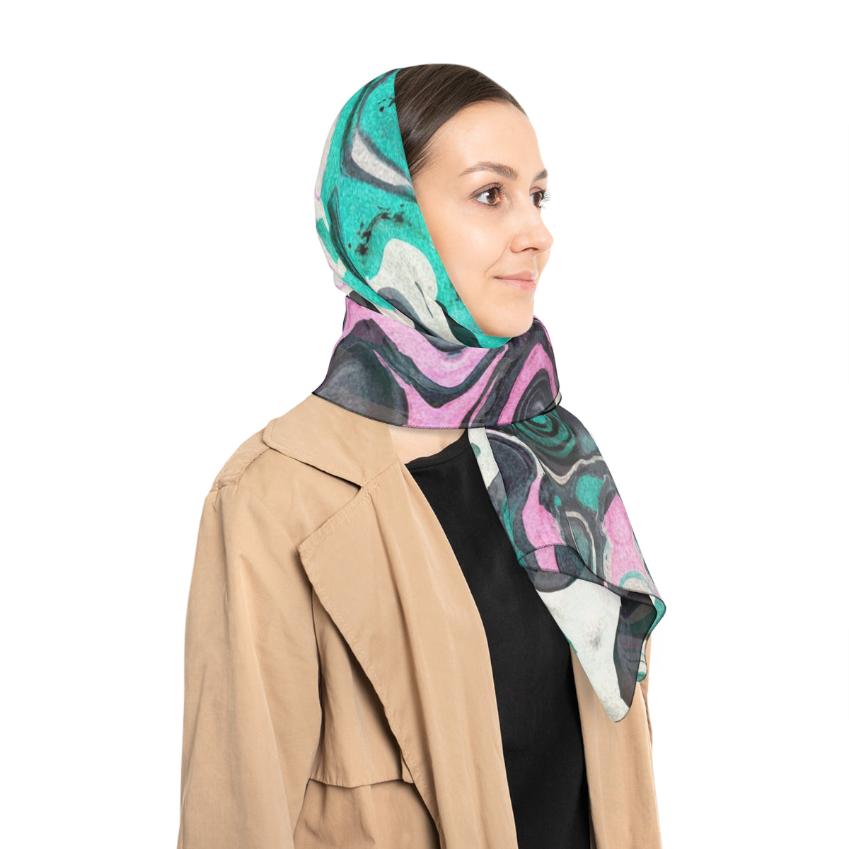 Mint Drip Scarf - Psychedelic Abstract Art Shawl