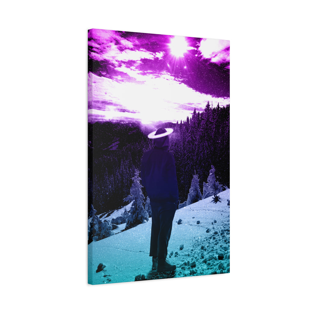 Winter Aurora Light Snowy Forest Canvas Art | Northern Lights Arctic Landscape Wall Decor