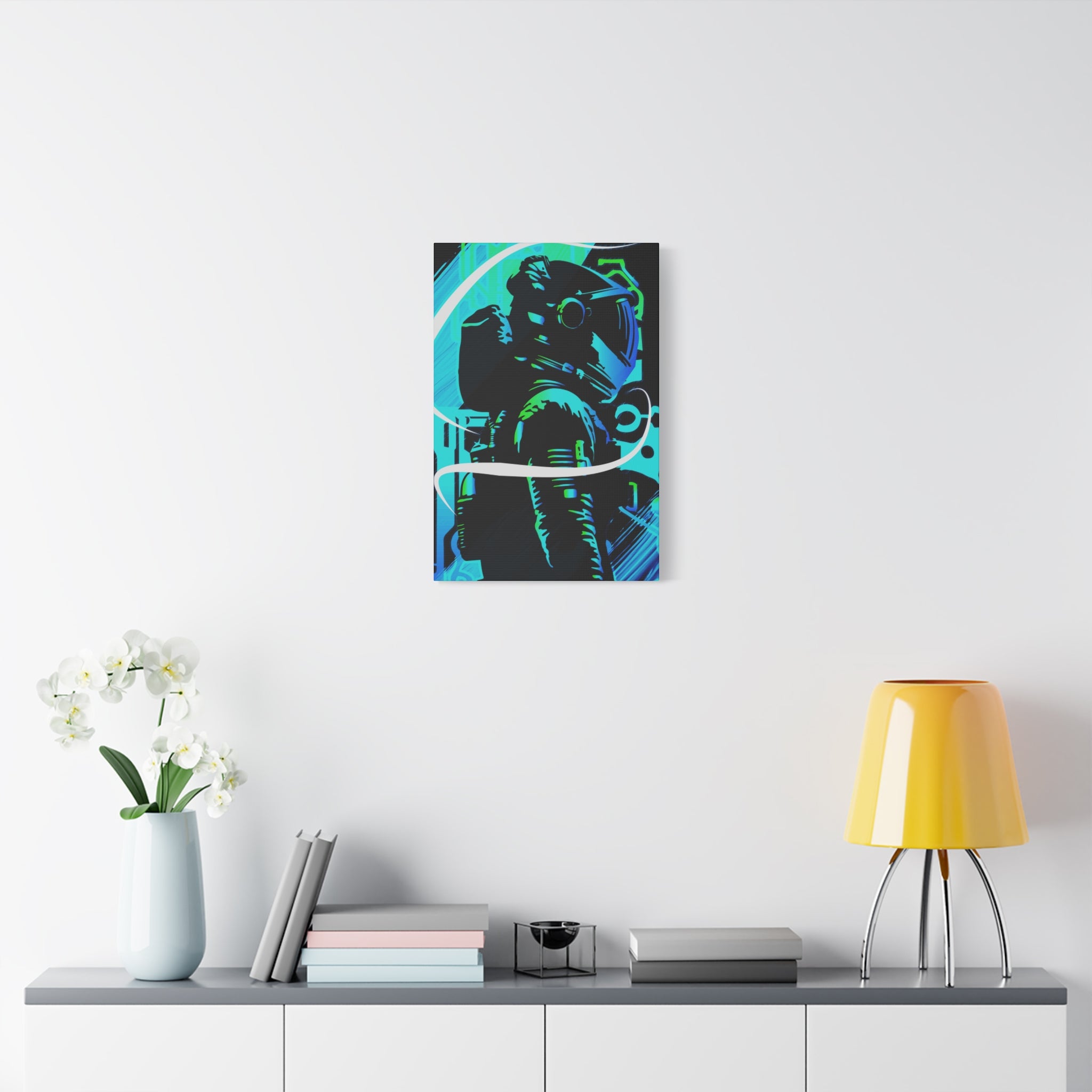 Grunge Paint Blast Canvas Wall Art - Abstract Graffiti Astronaut Decor
