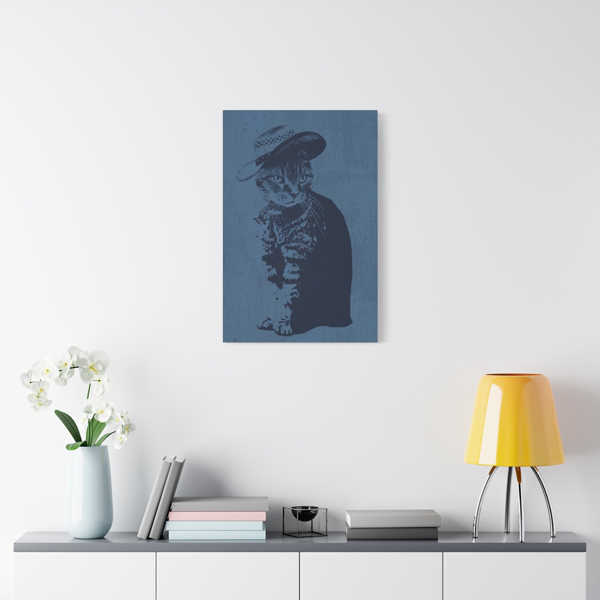 Grey Tabby Cat Canvas Wall Art - Cute Pet Portrait Decor