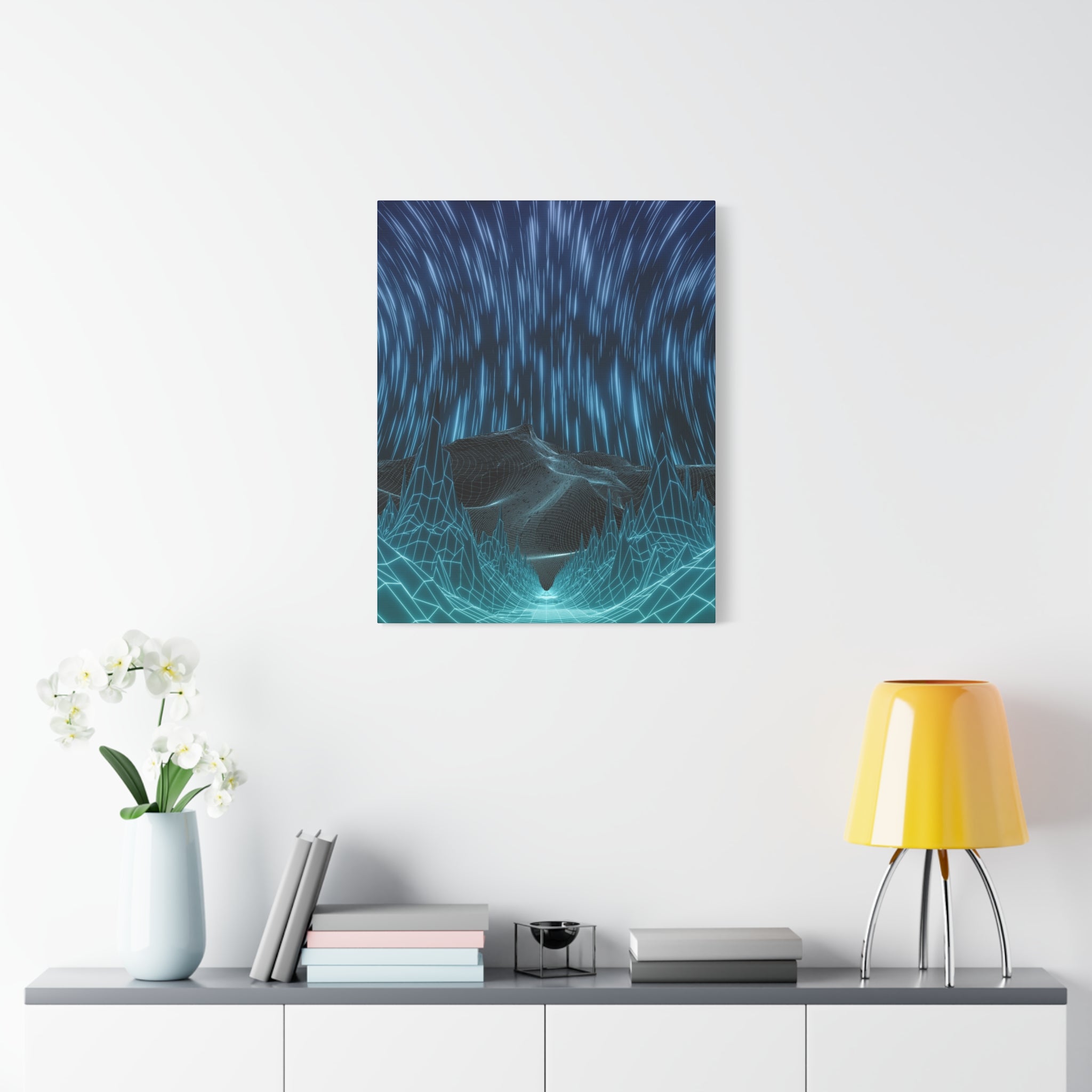Cyber Wave Escape Canvas Print - Retro Futurism Vaporwave Decor
