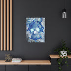 Blue Flame Skull Gothic Canvas Art - Edgy Fire Skeleton Decor