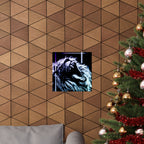CRT Lion Retro Wave Poster - 80s Synthwave Neon Art Print