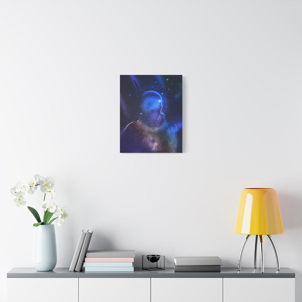 Figure in Space Canvas Wall Art - Cosmic Silhouette Decor