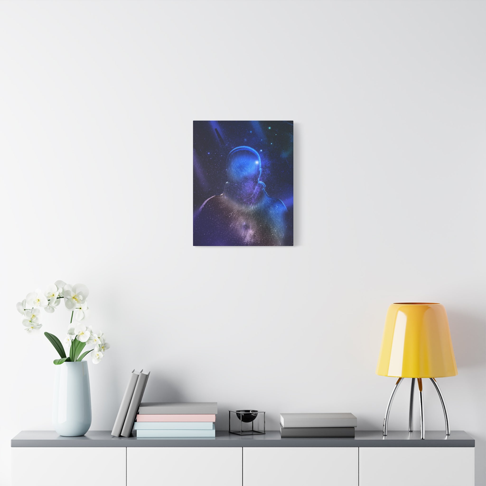 Figure in Space Canvas Wall Art - Cosmic Silhouette Decor