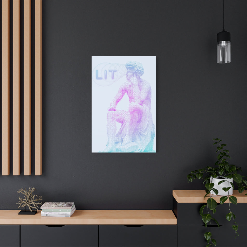 Lit Thinker Canvas Wall Art - Psychedelic Abstract Portrait Decor