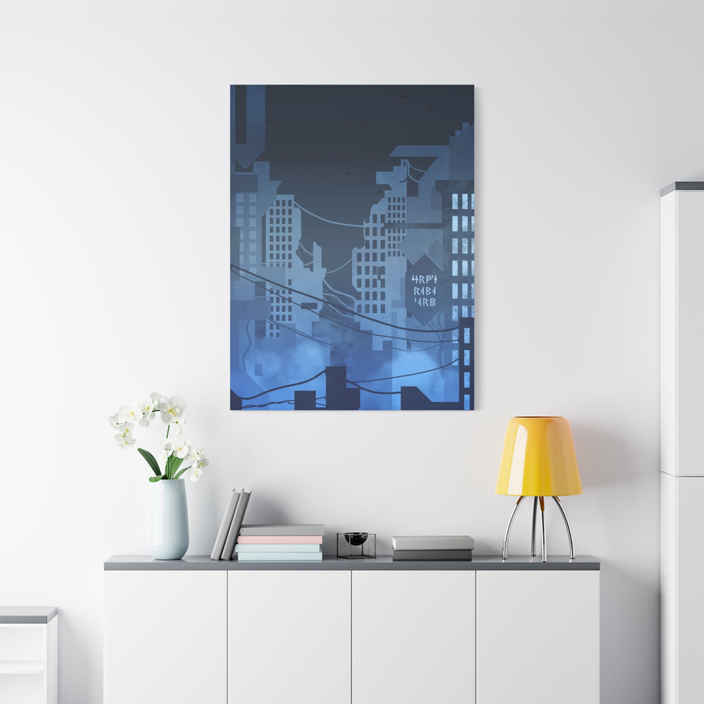 City Lights Canvas Wall Art - Neon Cyberpunk Cityscape Decor