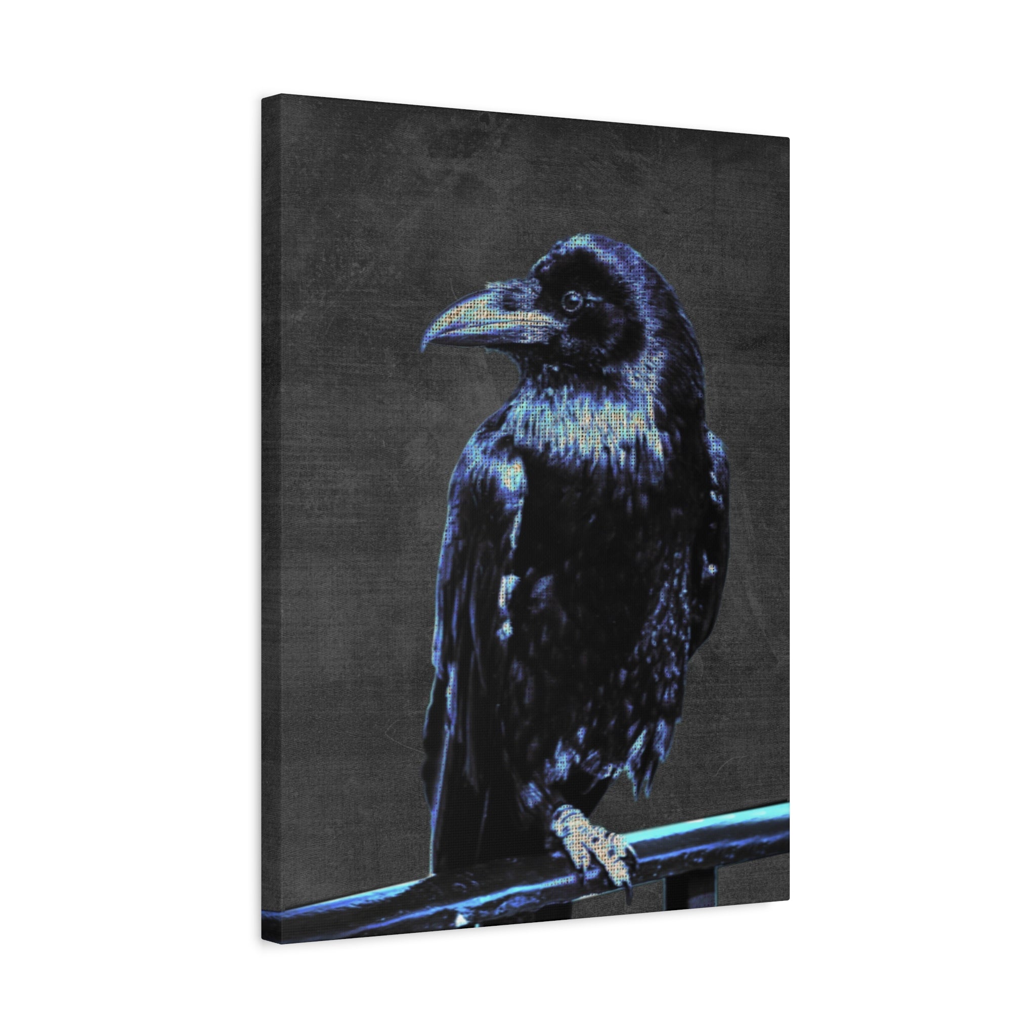 Blue Crow Canvas Wall Art - Surreal Raven Bird Decor