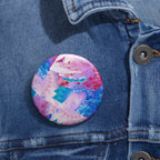 Trippy Pink and Blue Fractal Abstract Pin