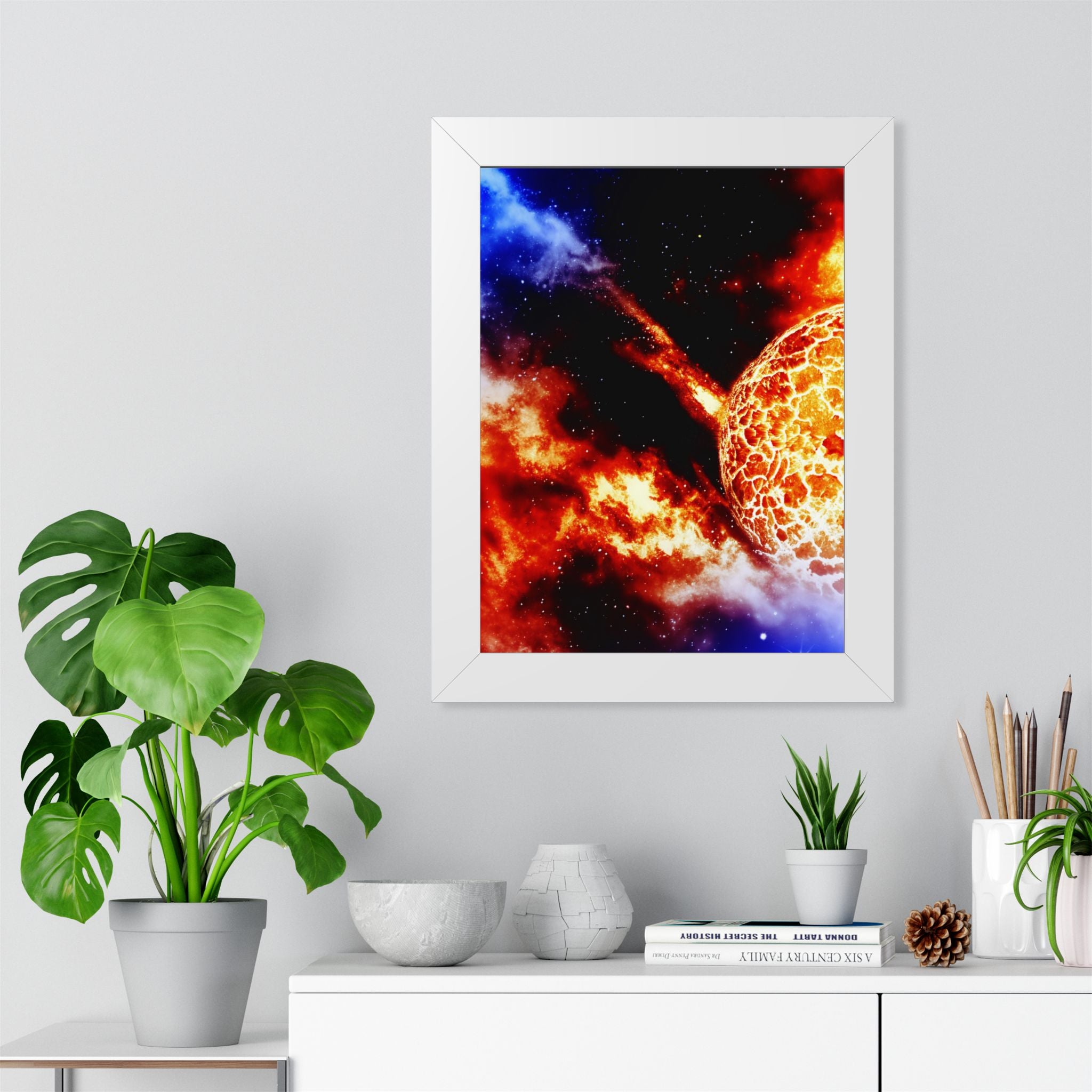 Solar Blast Framed Poster - Cosmic Nebula Space Wall Art