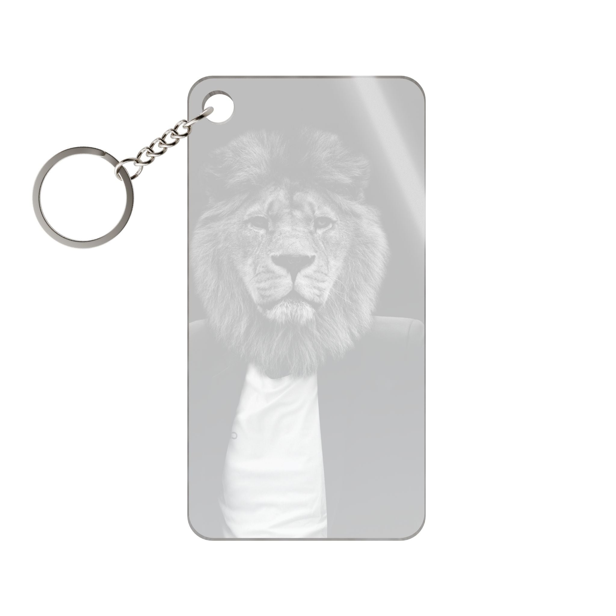 Lion in a Suit Keychain - Quirky Animal Acrylic Charm