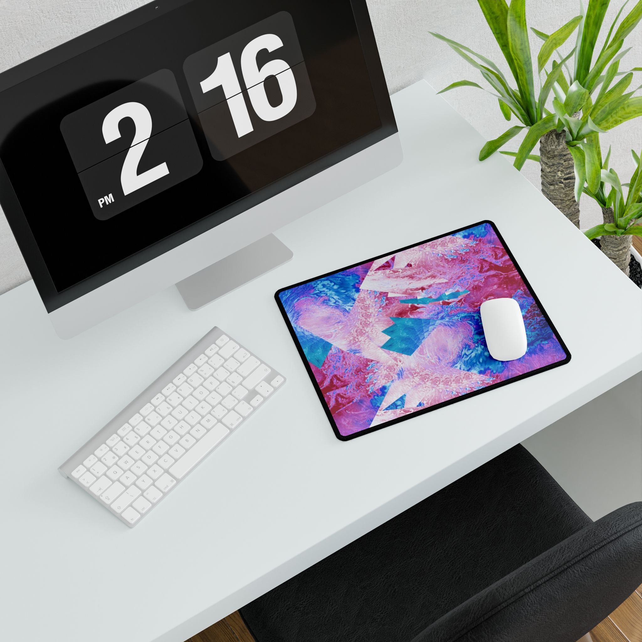 Trippy Pink and Blue Fractal Psychedelic Flow Mousepad