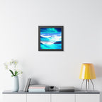 Starry Mountain Sky Framed Poster - Aurora Borealis Wall Art