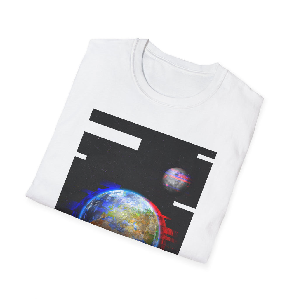 Earth Glitched Graphic Tee - Cosmic Glitch Art Shirt