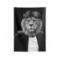 Lion in a Suit Tapestry - Quirky Animal Portrait Wall Hanging