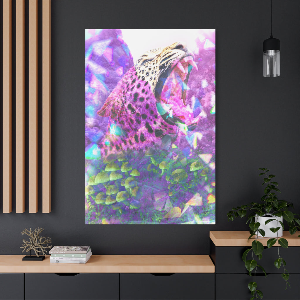 Vibrant Roaring Leopard Matte Canvas Wall Art