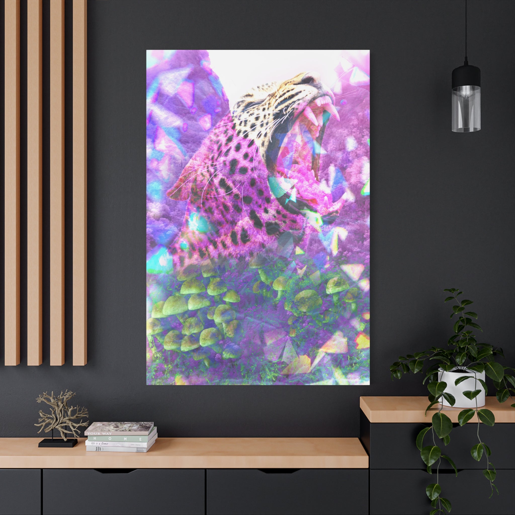 Vibrant Roaring Leopard Matte Canvas Wall Art