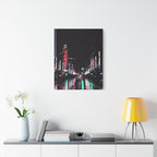 Cyberpunk Slick Street Canvas Wall Art - Neon Alley Decor