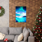 Starry Mountain Sky Poster - Aurora Borealis Art Print
