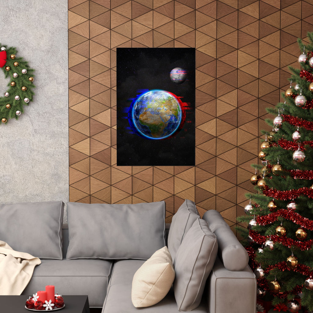Earth Glitched Poster - Digital Glitch Space Art Print