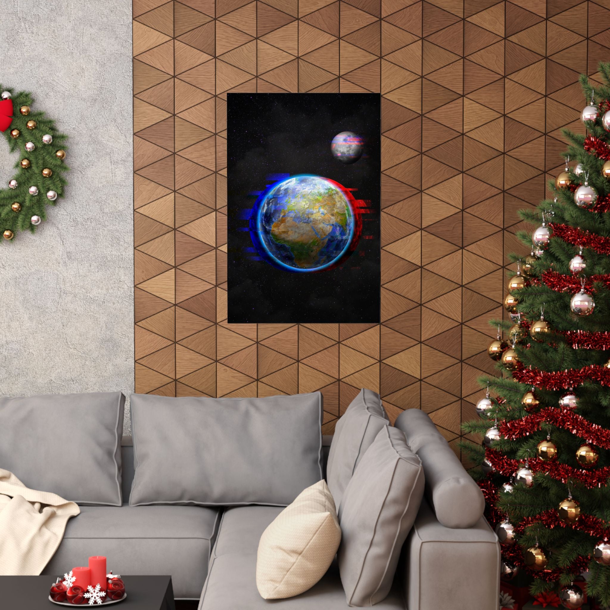 Earth Glitched Poster - Digital Glitch Space Art Print
