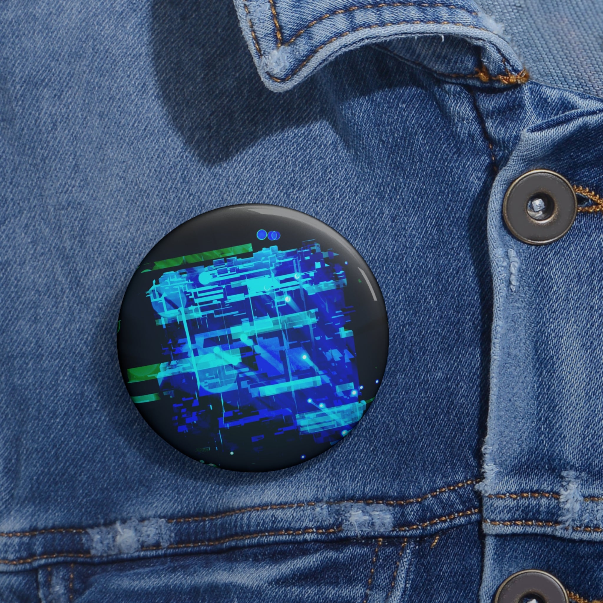 The Data Cube Abstract Digital Art Pin