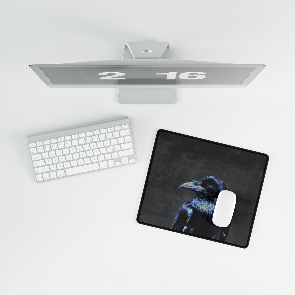 Mystical Blue Raven Mouse Pad - Crow Bird Desk Mat