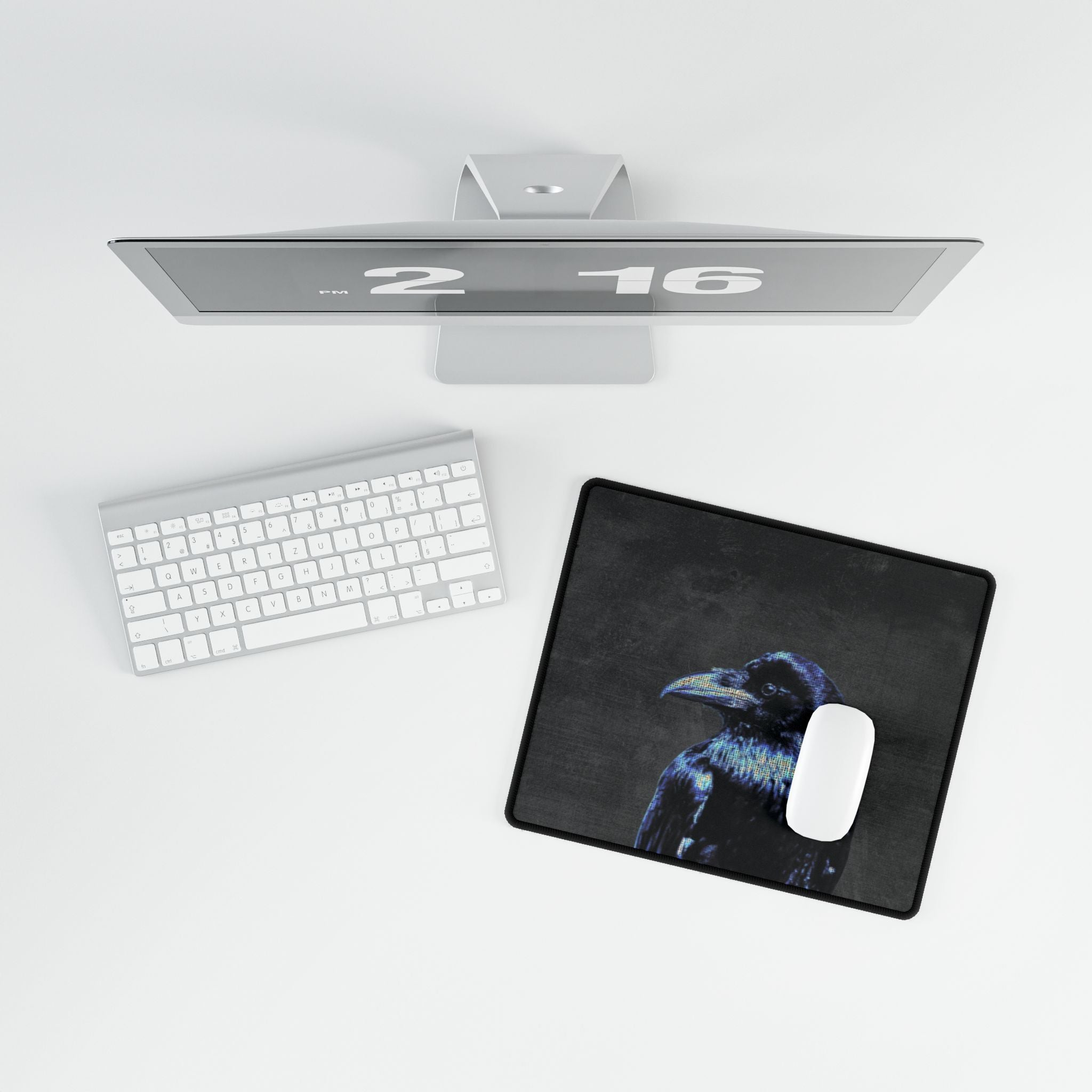 Mystical Blue Raven Mouse Pad - Crow Bird Desk Mat