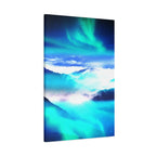 Starry Mountain Sky Canvas Wall Art - Aurora Borealis Decor