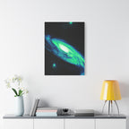 Vaporwave Green Blue Spiral Galaxy Canvas Art | Neon Retro Space Nebula Wall Decor