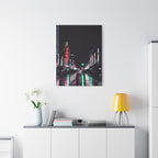 Cyberpunk Slick Street Canvas Wall Art - Neon Alley Decor