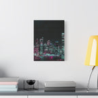 Cyberpunk Harbor Canvas Wall Art - Futuristic Sci-Fi City Decor