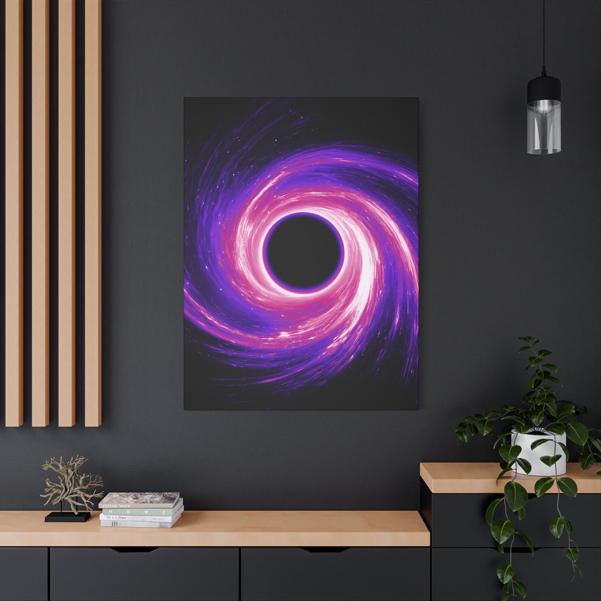 Neon Wave Horizon Canvas Wall Art - Retro 80s Cyberpunk Sunset