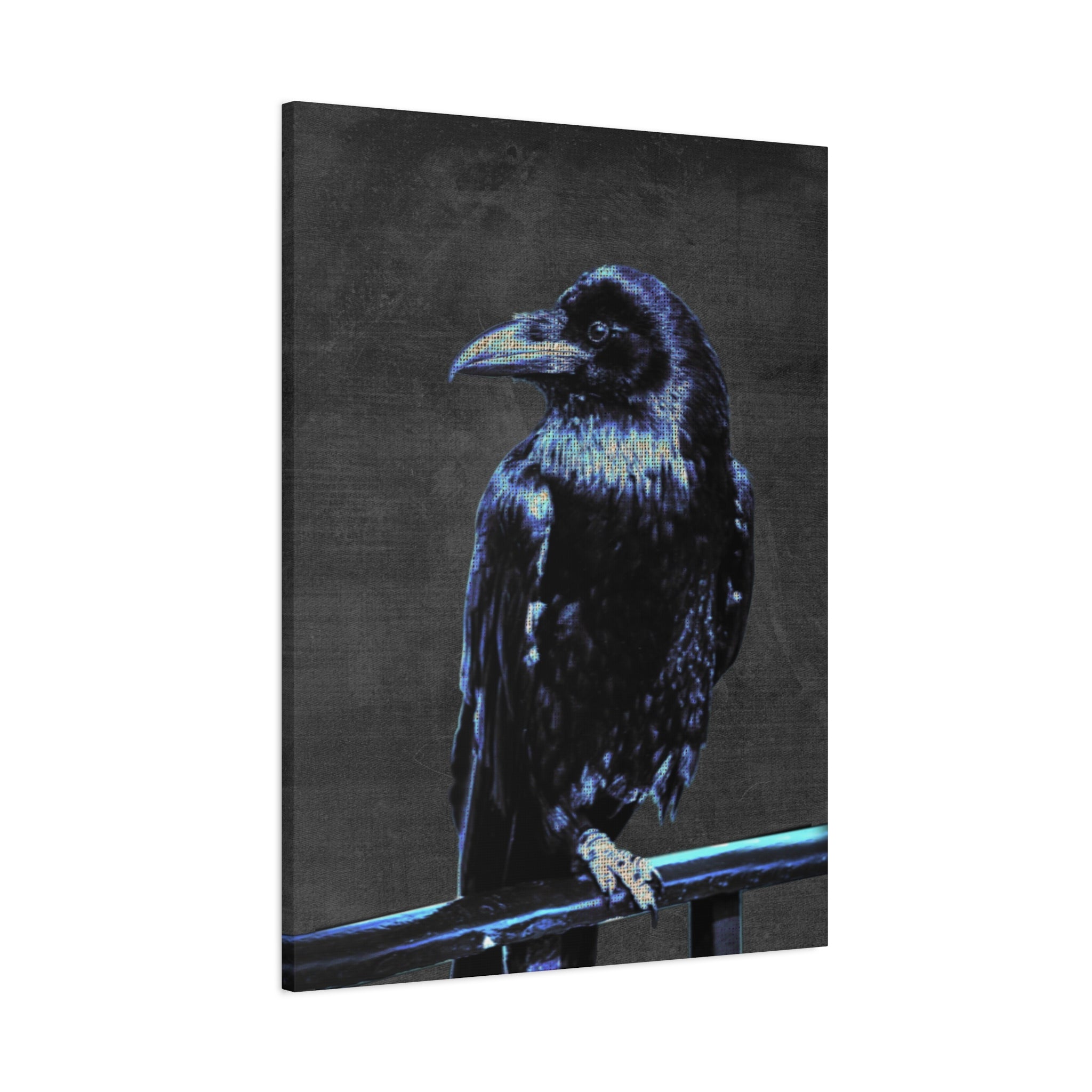 Blue Crow Canvas Wall Art - Surreal Raven Bird Decor