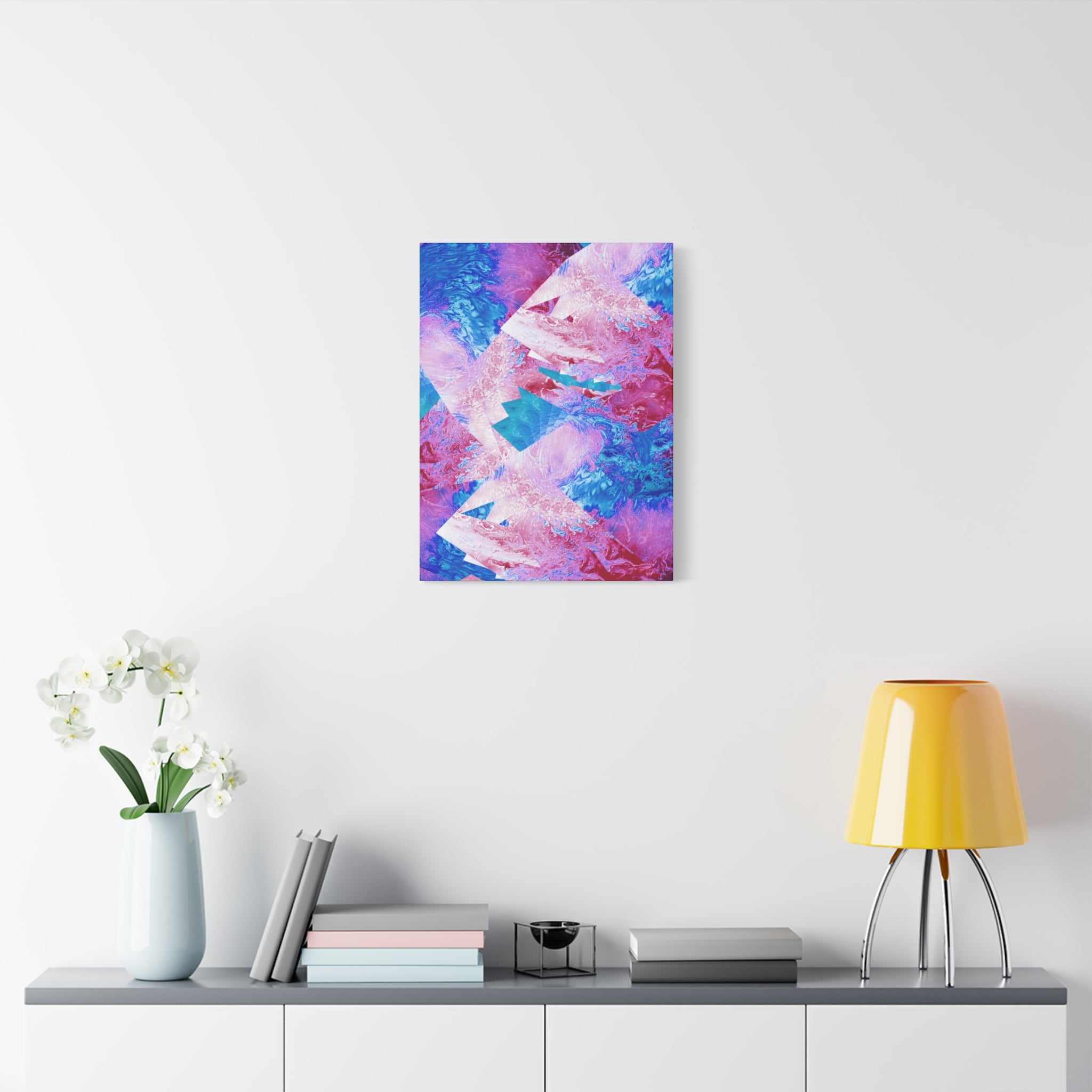 Trippy Pink and Blue Fractal Canvas Art | Surreal Abstract Sacred Geometry Wall Decor
