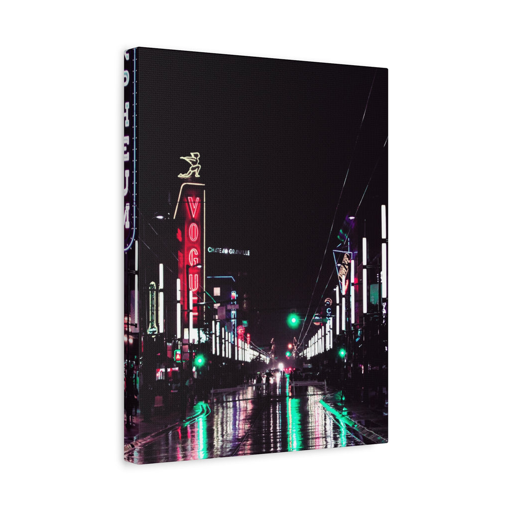 Cyberpunk Slick Street Canvas Wall Art - Neon Alley Decor