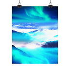 Starry Mountain Sky Poster - Aurora Borealis Art Print