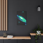 Vaporwave Green Blue Spiral Galaxy Canvas Art | Neon Retro Space Nebula Wall Decor