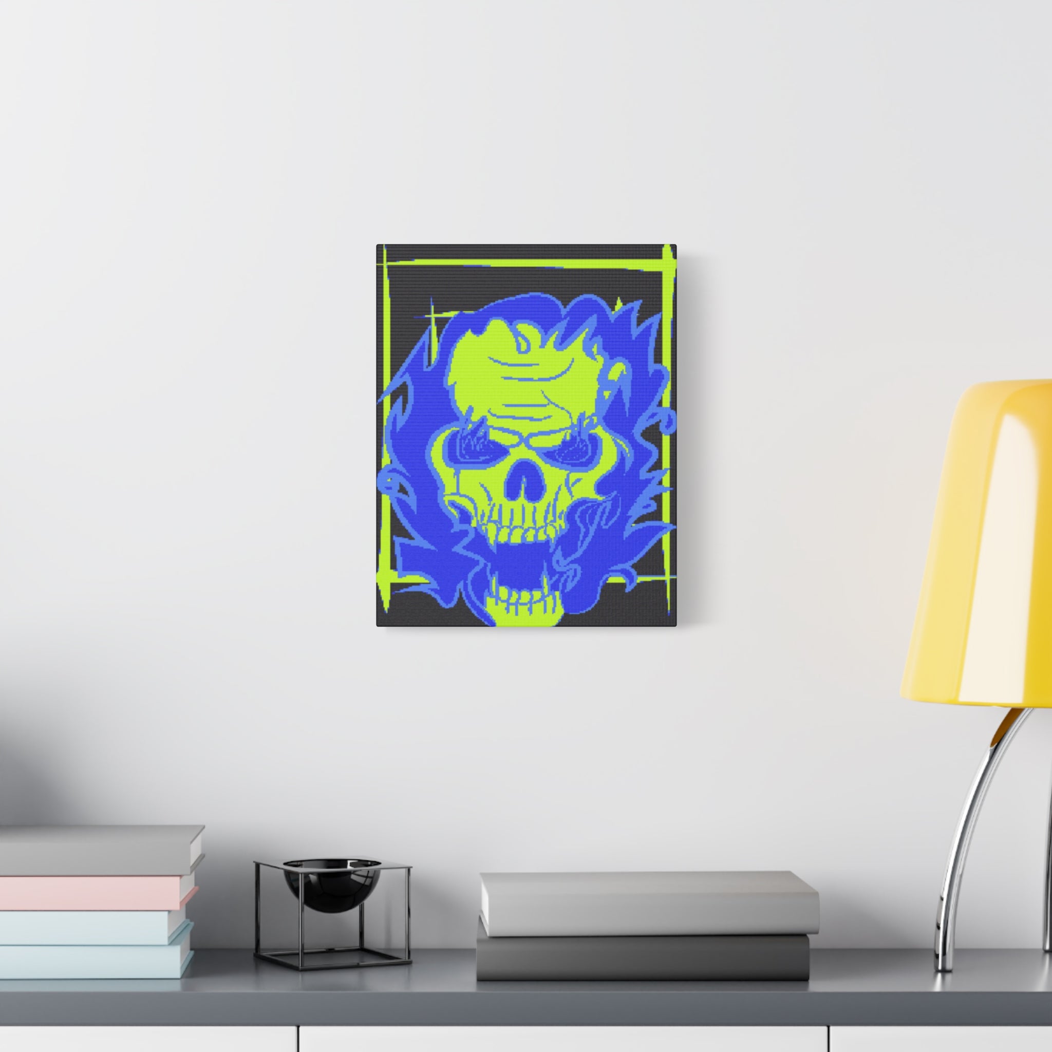 Skull of Mental Fire Canvas Wall Art - Psychedelic Gothic Decor