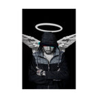 Modern Angel Poster - Black & White Geometric Wings Art Print