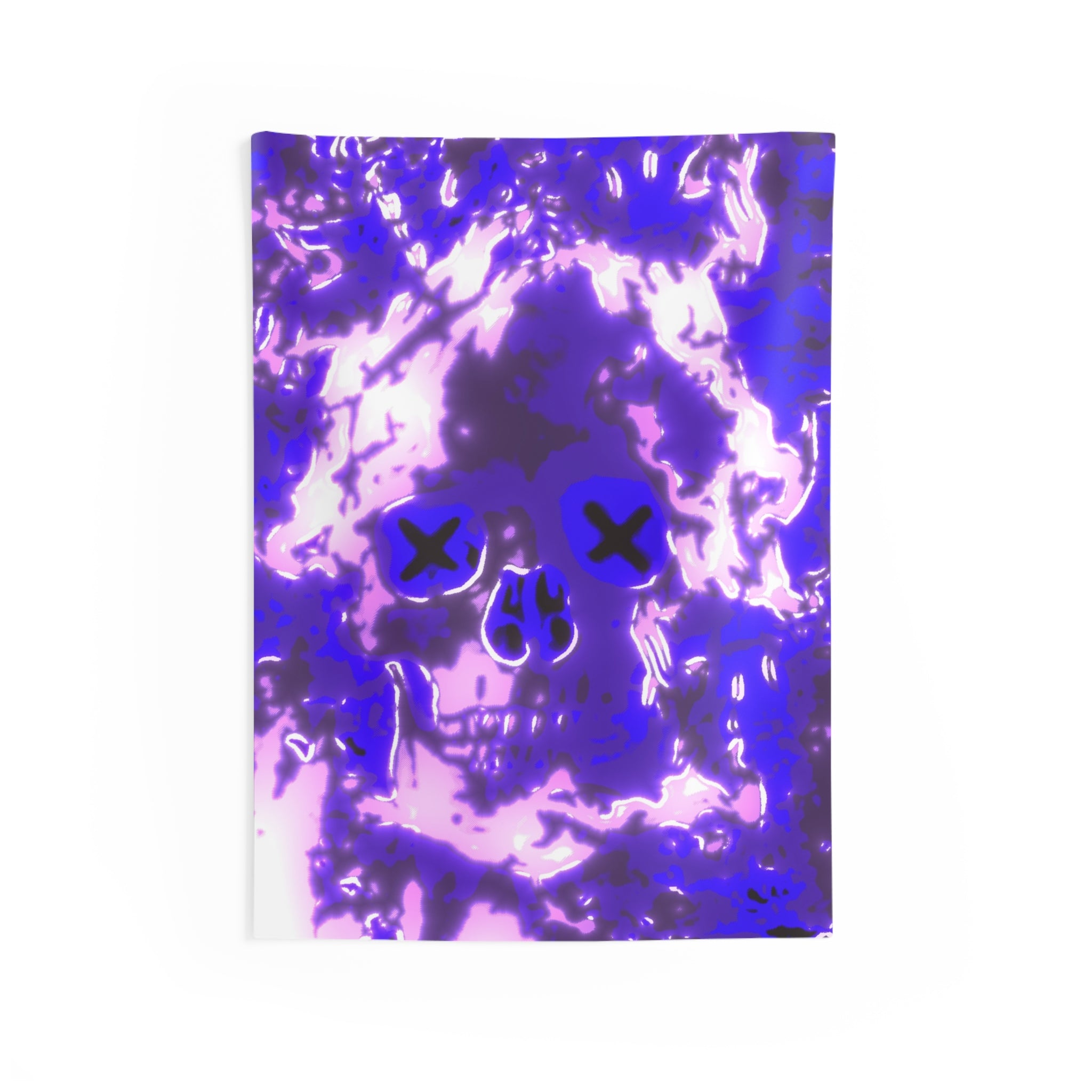 Vaporwaave Neon Skull Art Tapestry